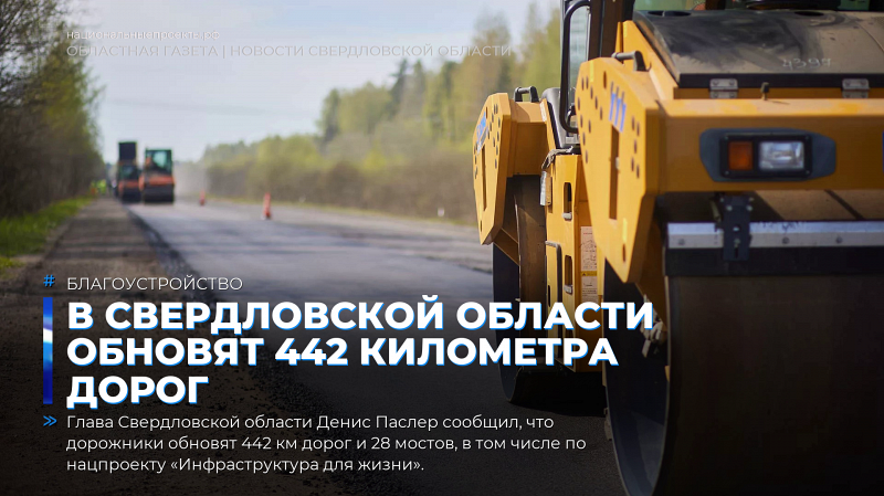 В Свердловской области обновят 442 километра дорог